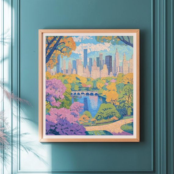 Vibrant New York City Skyline Central Park Colorful Wall Art