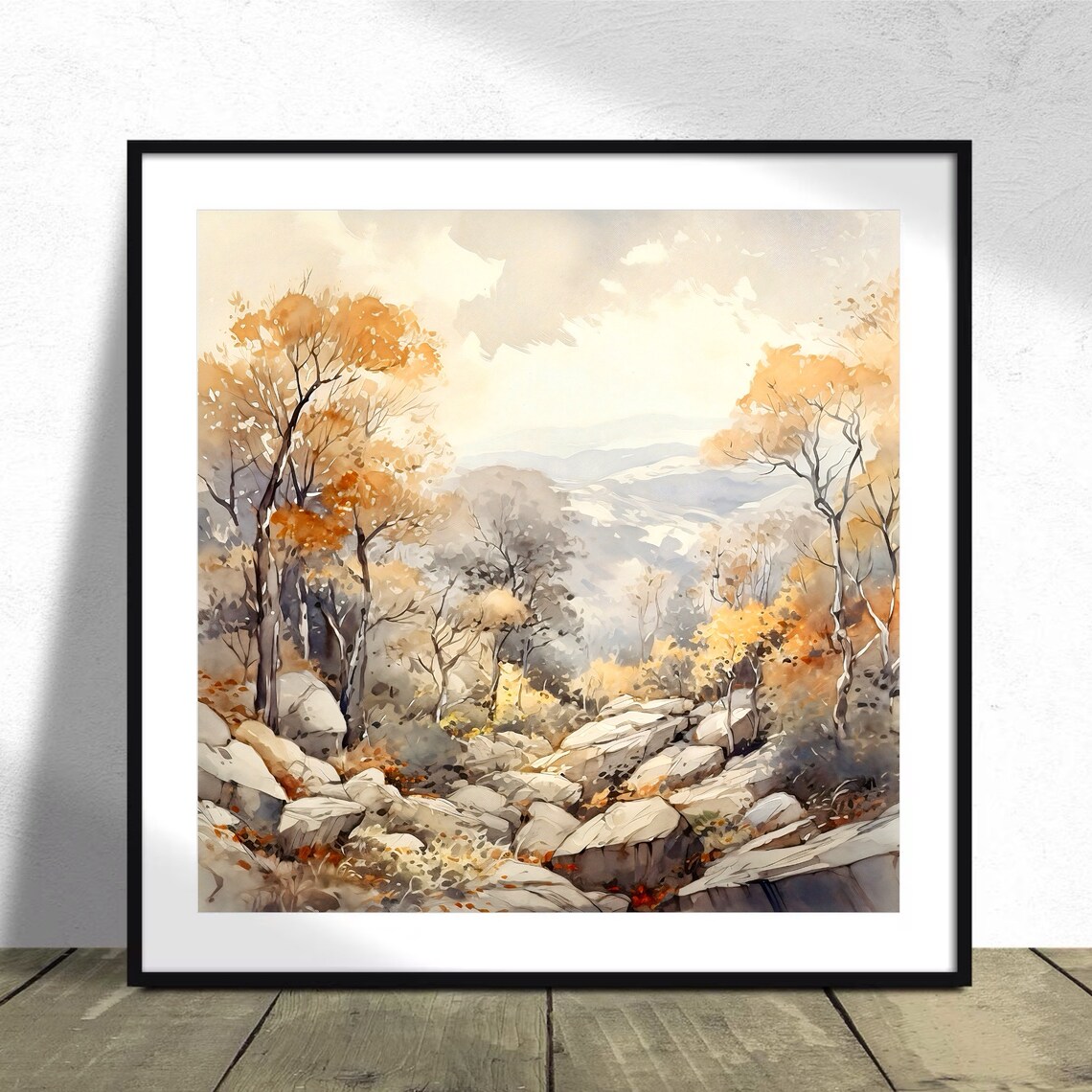 Shenandoah National Park Autumn Overlook Golden Trees Watercolor Poster - Image 4