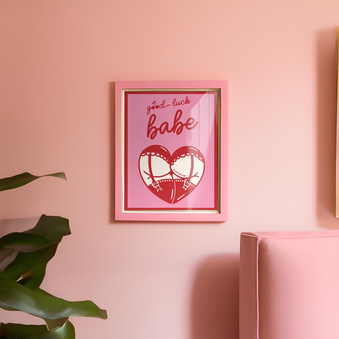 Good Luck Babe Chappell Roan Pink Heart Song Lyrics Typography Poster - Image 2