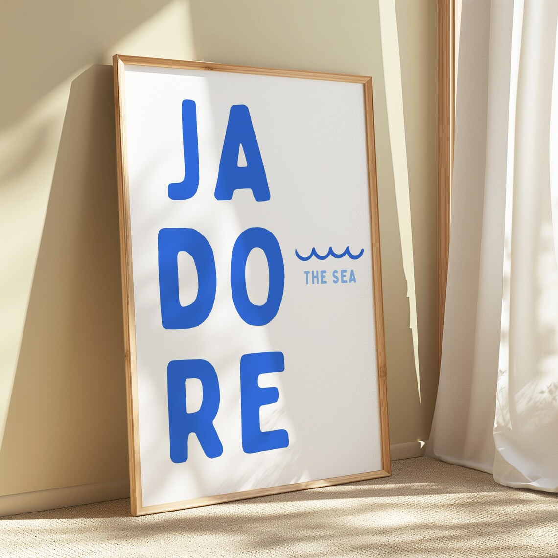 Jadore The Sea Coastal Typography Poster Blue Wave Lettering - Image 2
