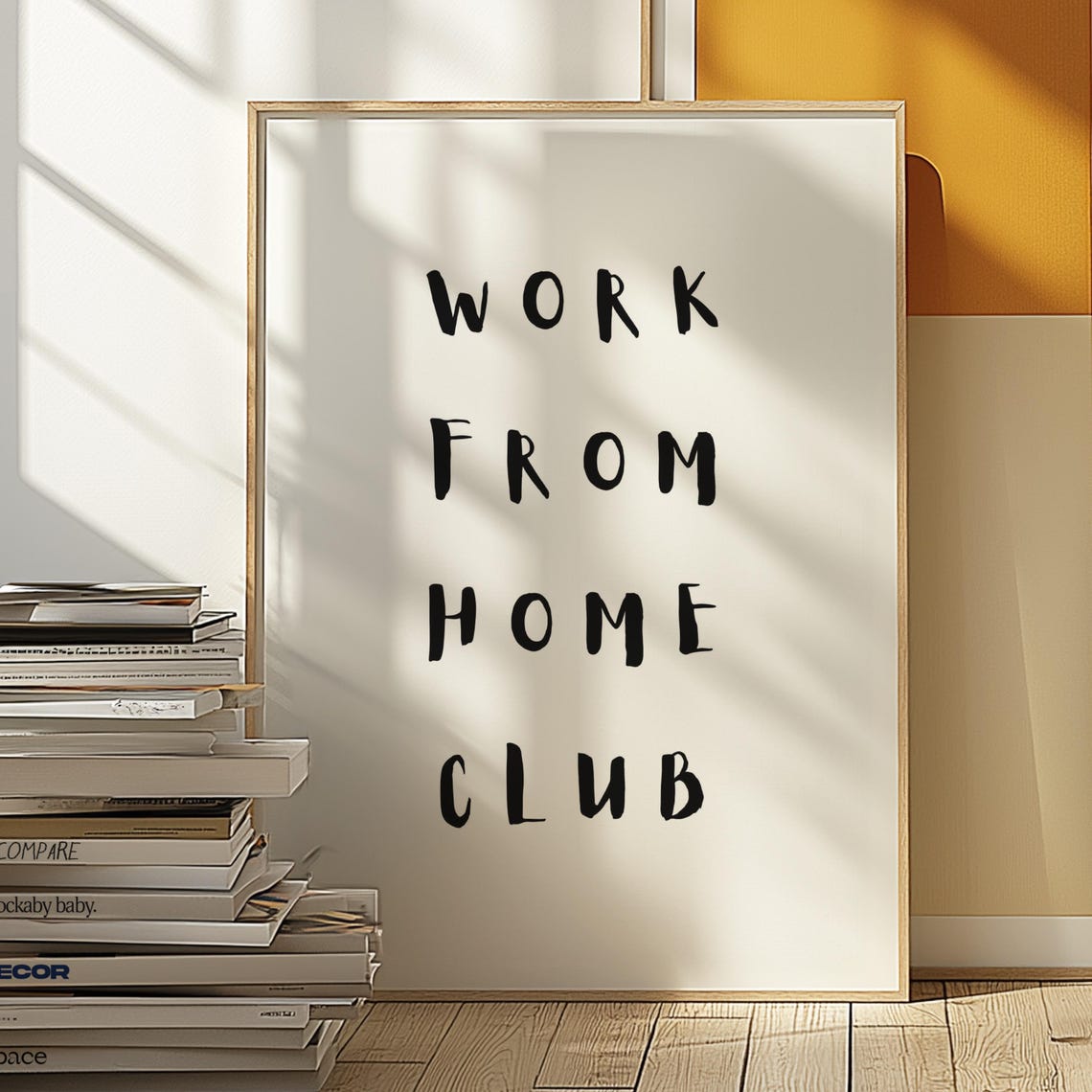 Work From Home Club Hand Lettered Typography Poster Office Decor
