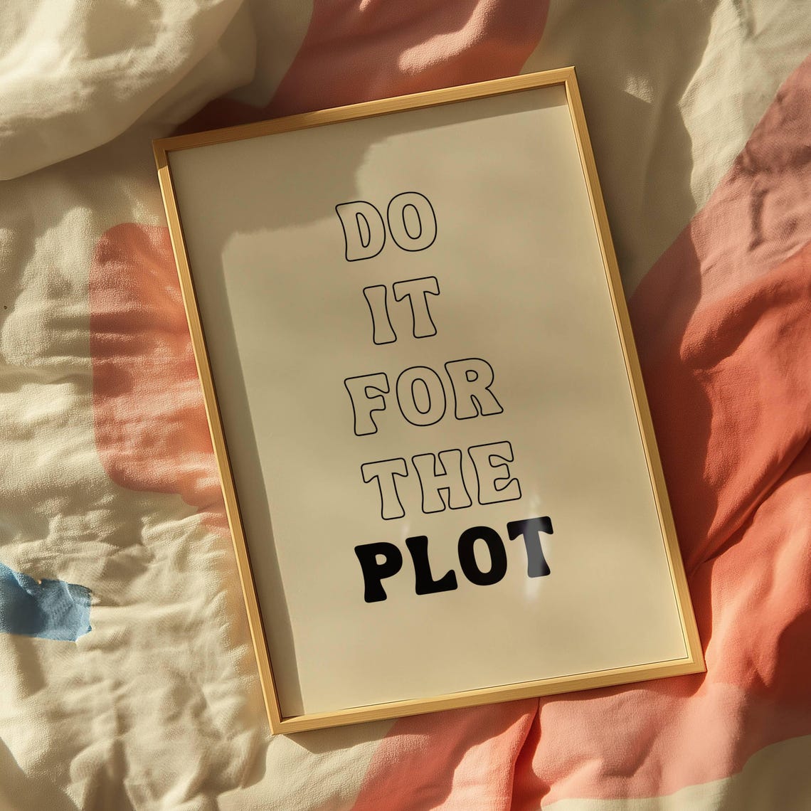 Do It For The Plot Black Typography Poster Bookish Quote Decor - Image 3