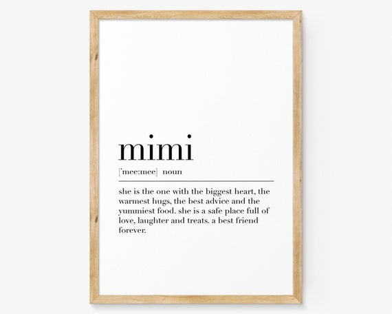Mimi Mimi Definition Print Mimi Quote Poster Gift For Mimi Art Grandma Gifts Mimi Gift Personalised Present
