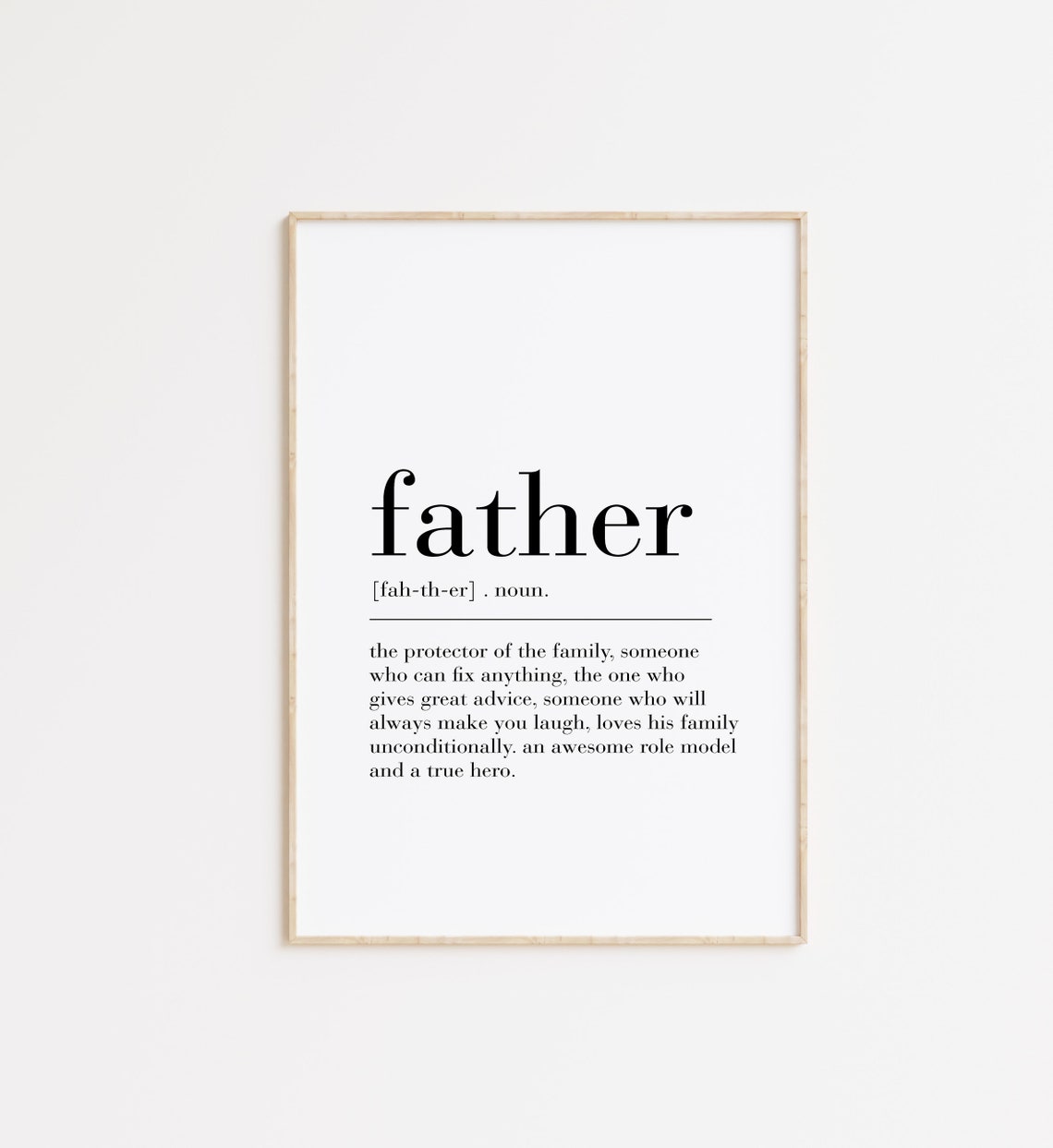 Father Dictionary Definition Protector Hero Family Typography Poster