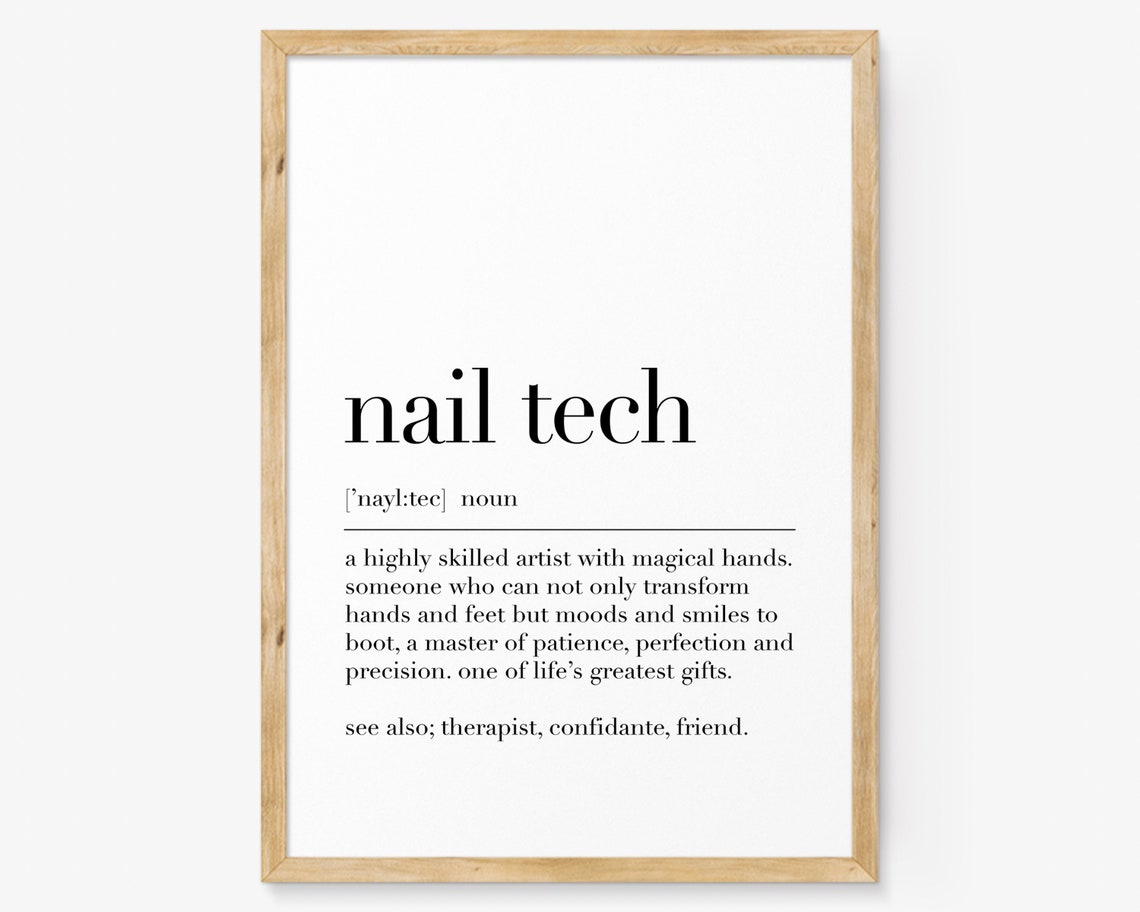 Nail Tech Definition Poster Appreciation Gift for Salon Wall Decor