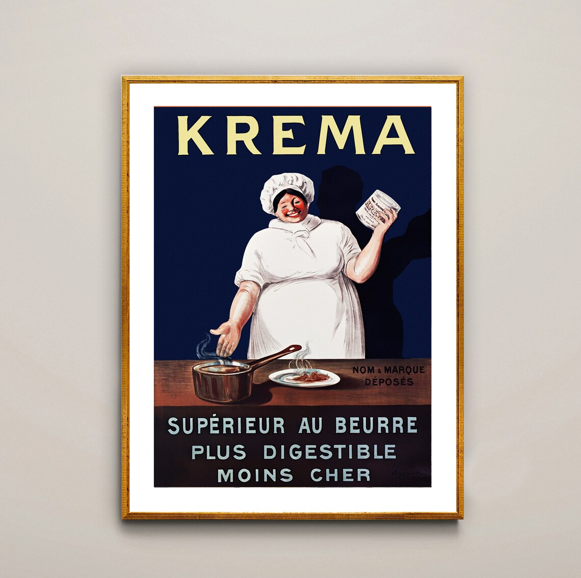 Krema Butter Vintage French Cooking Advertising Poster Jolly Chef Art - Image 2