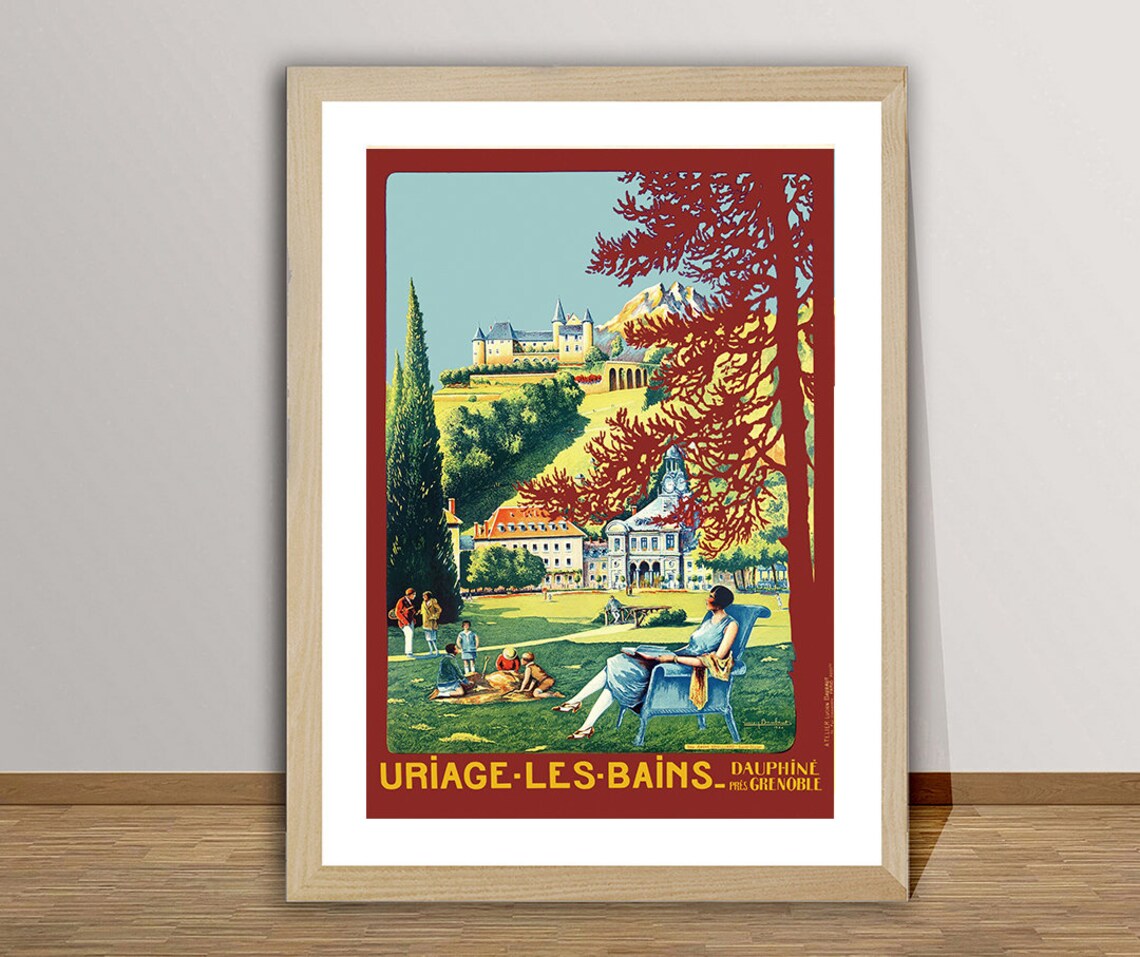 Uriage les Bains Dauphine Vintage French Spa Town Resort Poster Art