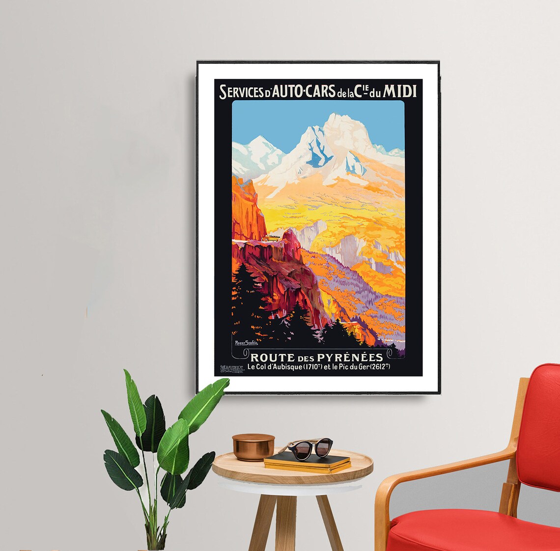 Pyrenees Route Des Pyrenees Vintage French Travel Poster Mountain Art - Image 2