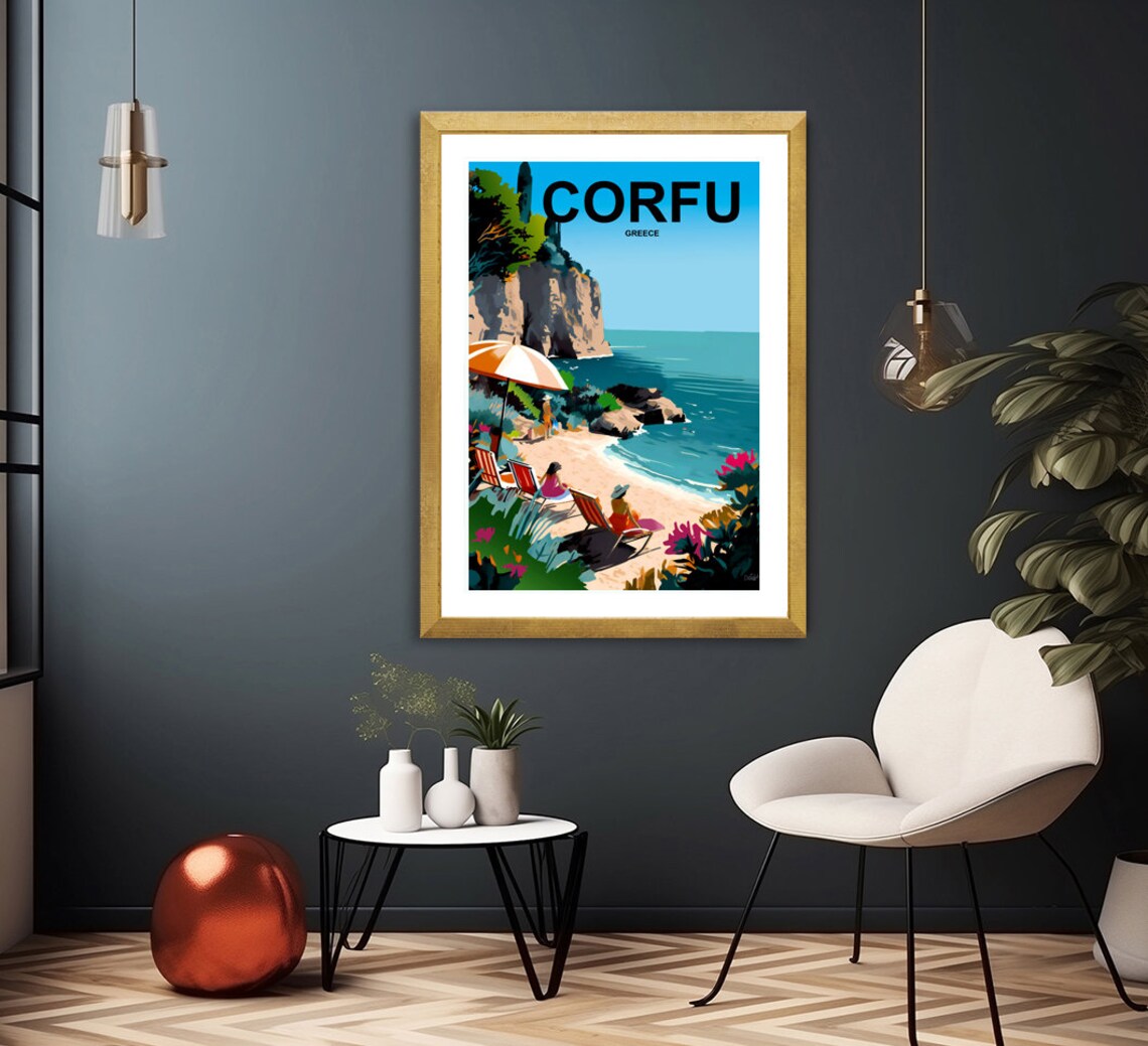 Corfu Greece Travel Poster By Wed Corfu Island Poster Visit Corfu Wall Decor Gift Idea - Image 2