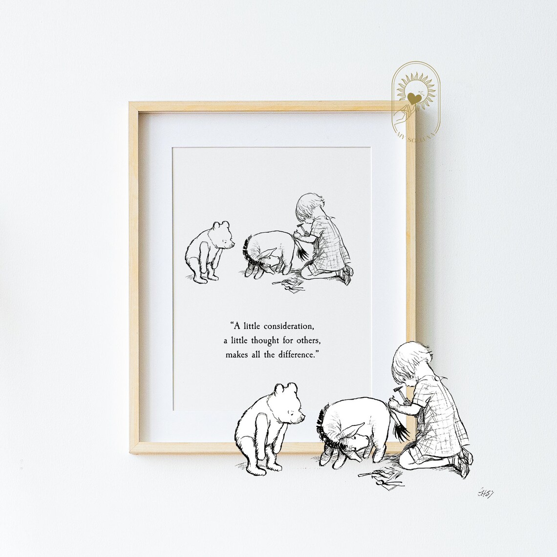 Winnie The Pooh Quote Christening Nursery Art Print - Image 4
