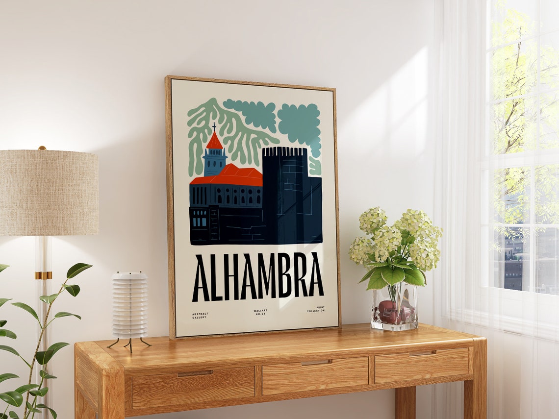 Alhambra Granada Spain Abstract Floral Botanical Style Art Poster - Image 5