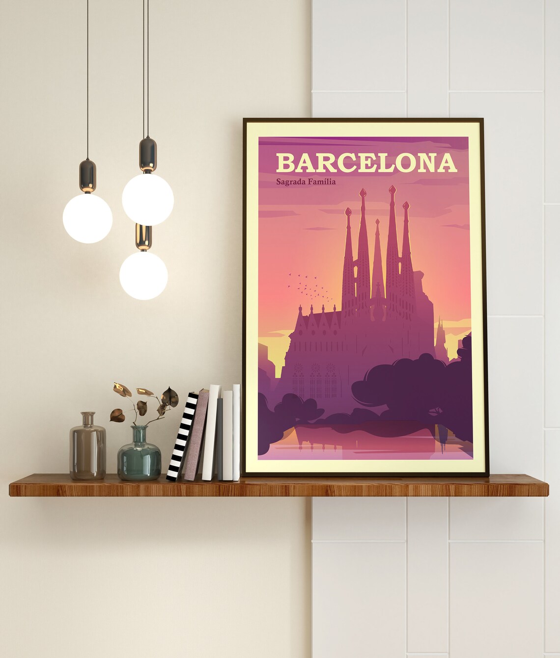 Barcelona Sagrada Familia Spain Sunset Spires Skyline Travel Poster - Image 3
