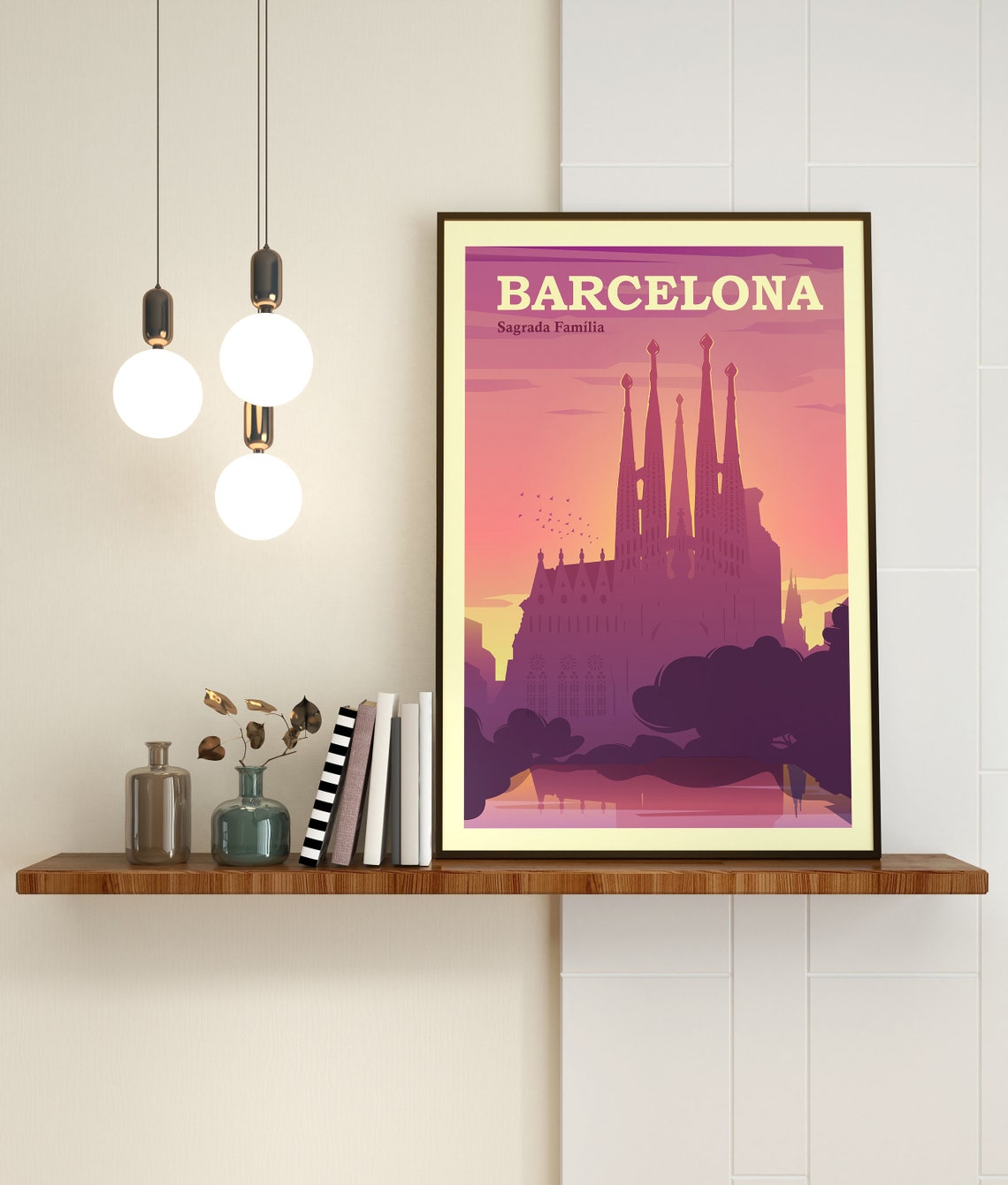 Barcelona Sagrada Familia Travel Poster Barcelona Wall Art Barcelona Travel Print Barcelona Poster Barcelona Travel Illustration Print - Image 3