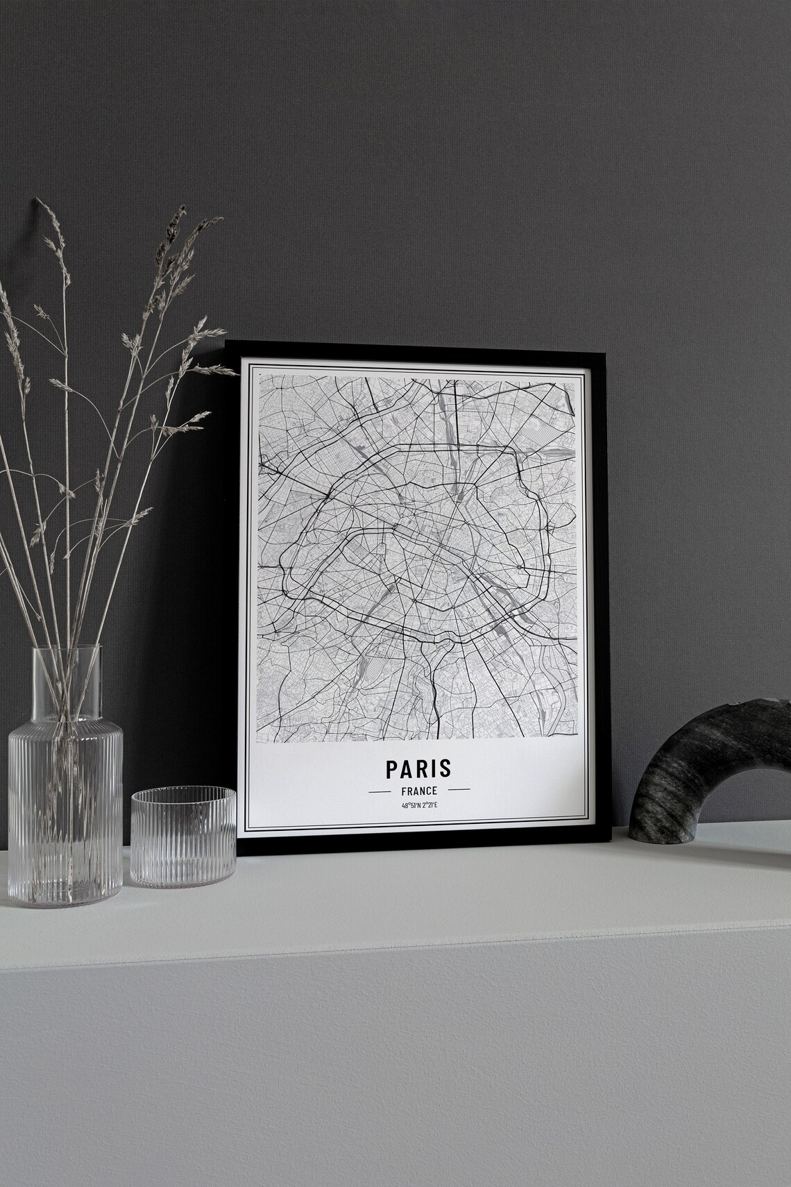 Paris France Street Map Minimalist Line Art Gallery Wall Poster - Image 3