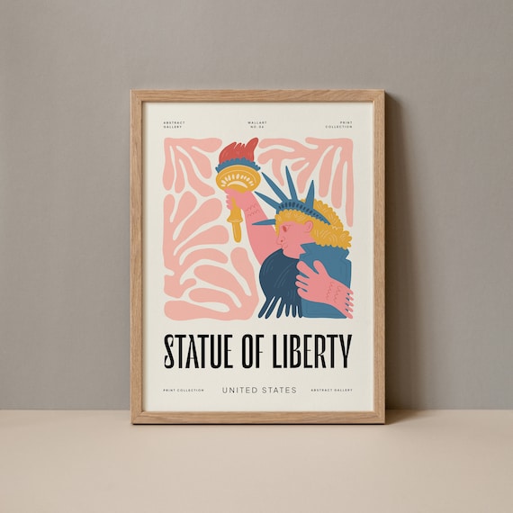 Statue of Liberty Abstract Floral Art Wall Poster New York Gift