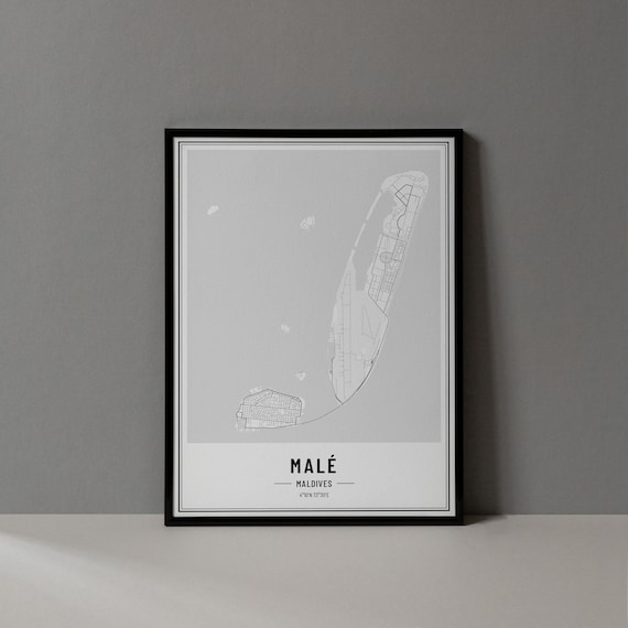 Male Maldives Island Capital Street Map Minimalist Art Poster