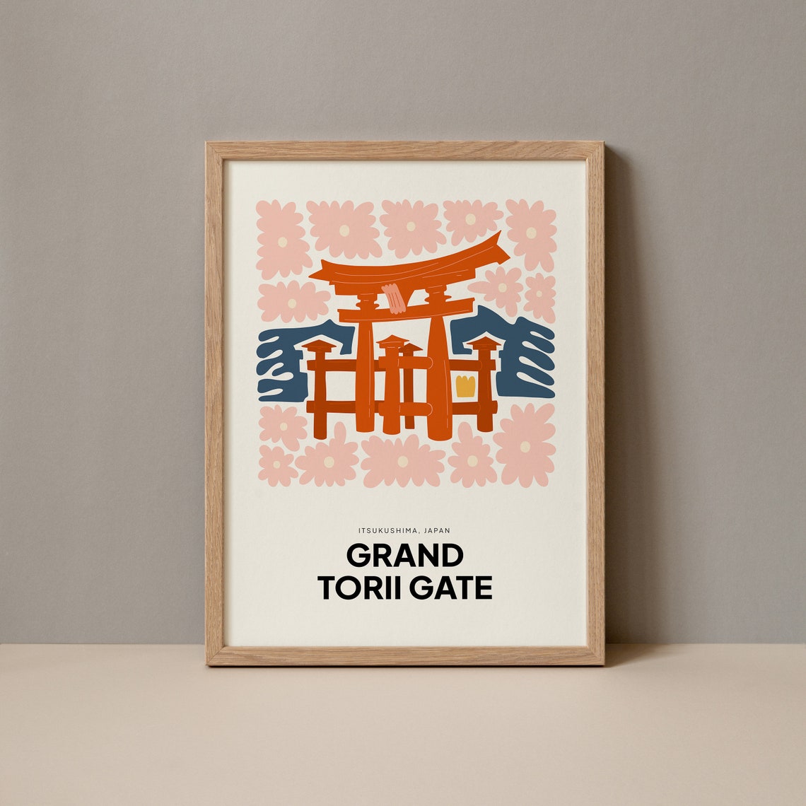 Grand Torii Gate Itsukushima Japan Floral Gallery Art Poster