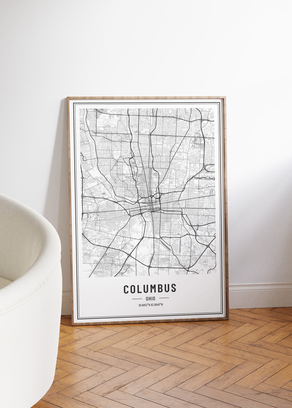 Columbus Ohio Minimalist Black White City Street Map Art Poster - Image 5