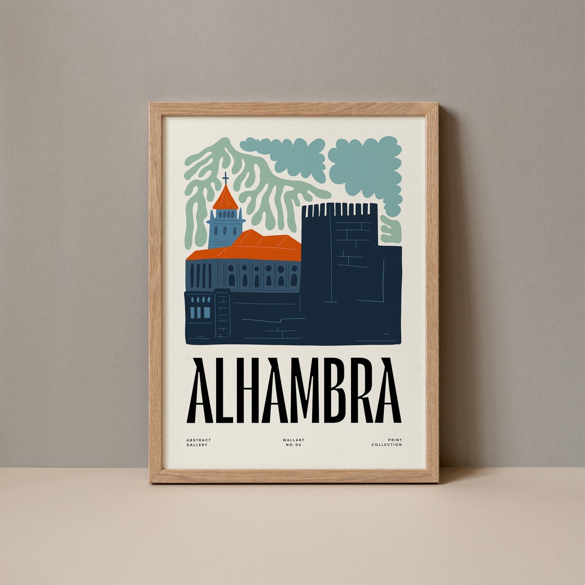 Alhambra Granada Spain Abstract Floral Botanical Style Art Poster