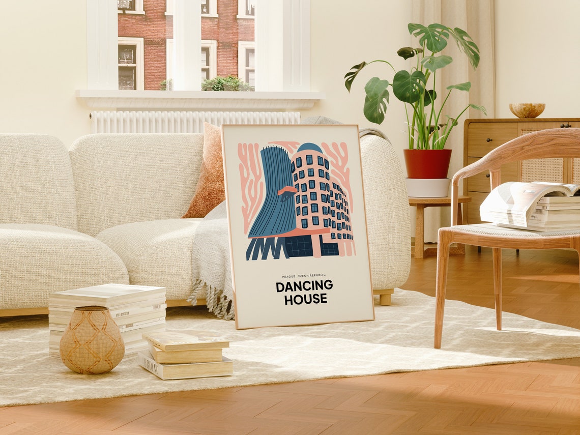 Dancing House Prague Poster Old Town Of Prague Print Prague Czech Republic Dancing House Travel Poster Travel Print Exhibition Trendy Art - Image 4