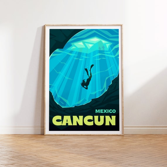Cancun Mexico Travel Poster Cancun Mexico Wall Art Cancun Mexico Travel Print Cancun Wanderlust Poster Cancun Mexico Travel Illustration