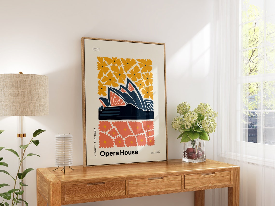 Sydney Opera House Australia Navy Sails Bold Bloom Art Poster - Image 4