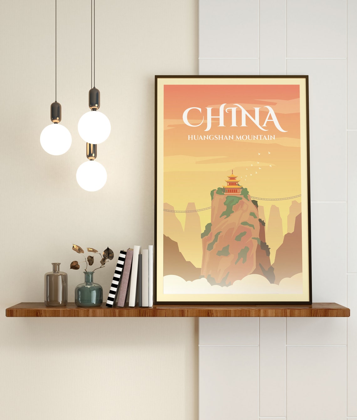 China Huangshan Mountain Travel Poster China Huangshan Mountain Travel Print China Travel Gift Poster China Travel Illustration - Image 3