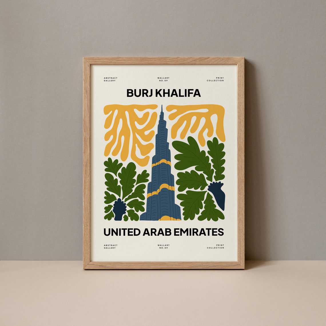 Burj Khalifa UAE Abstract Botanical Gallery Style Art Poster