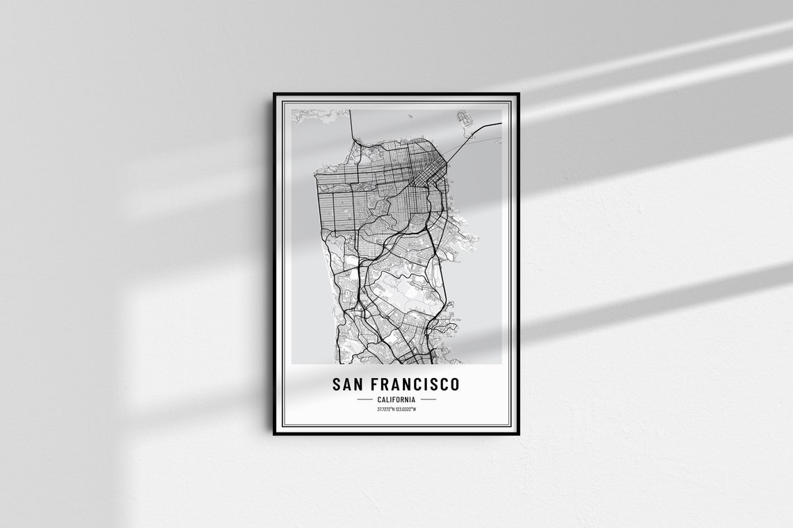 San Francisco California City Street Map Minimalist Art Poster - Image 5