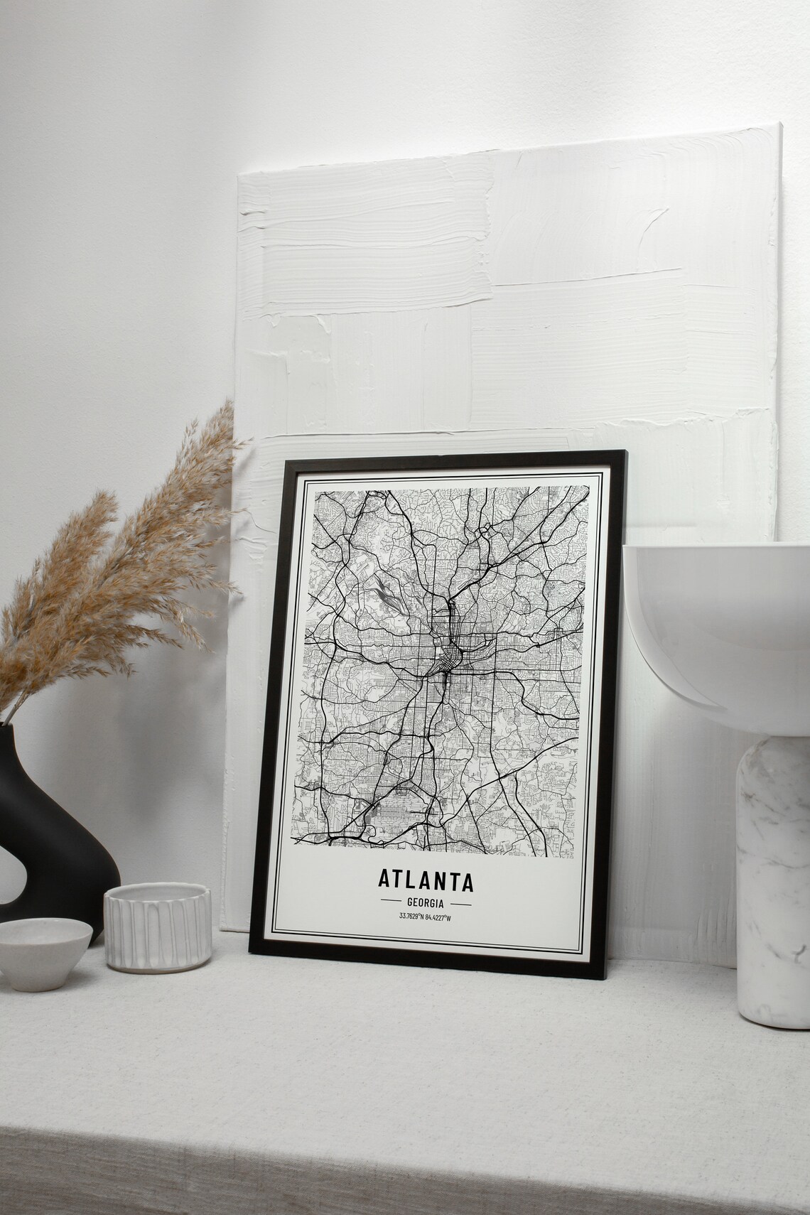 Atlanta Georgia City Street Map Minimalist Black and White Poster - Image 3