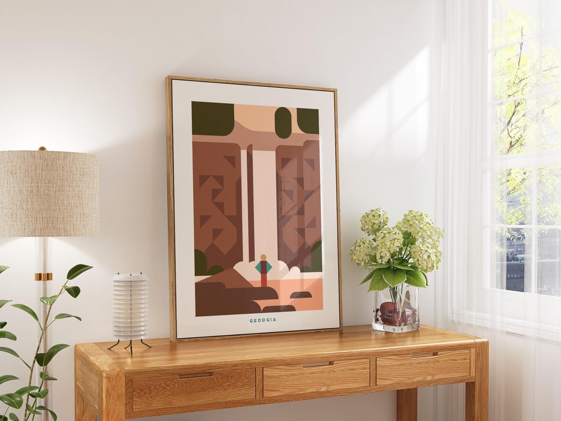 Georgia Waterfall Geometric Art Print Minimalist Nature Landscape - Image 5