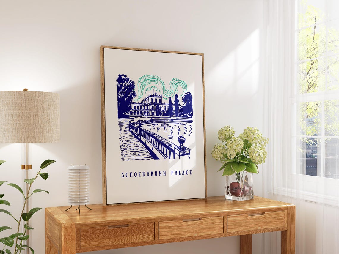 Schoenbrunn Palace Illustration Art Print Schoenbrunn Palace Vienna Austriatravel Illustration Schoenbrunn Palace Illustration Art - Image 2
