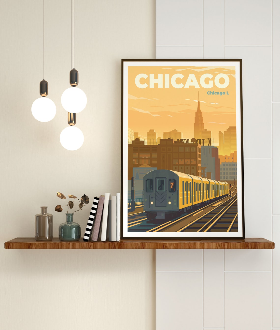 Chicago Illinois Travel Poster Chicago Gallery Wall Art Chicago Travel Print Chicago Wanderlust Poster Chicago Travel Illustration Print - Image 2