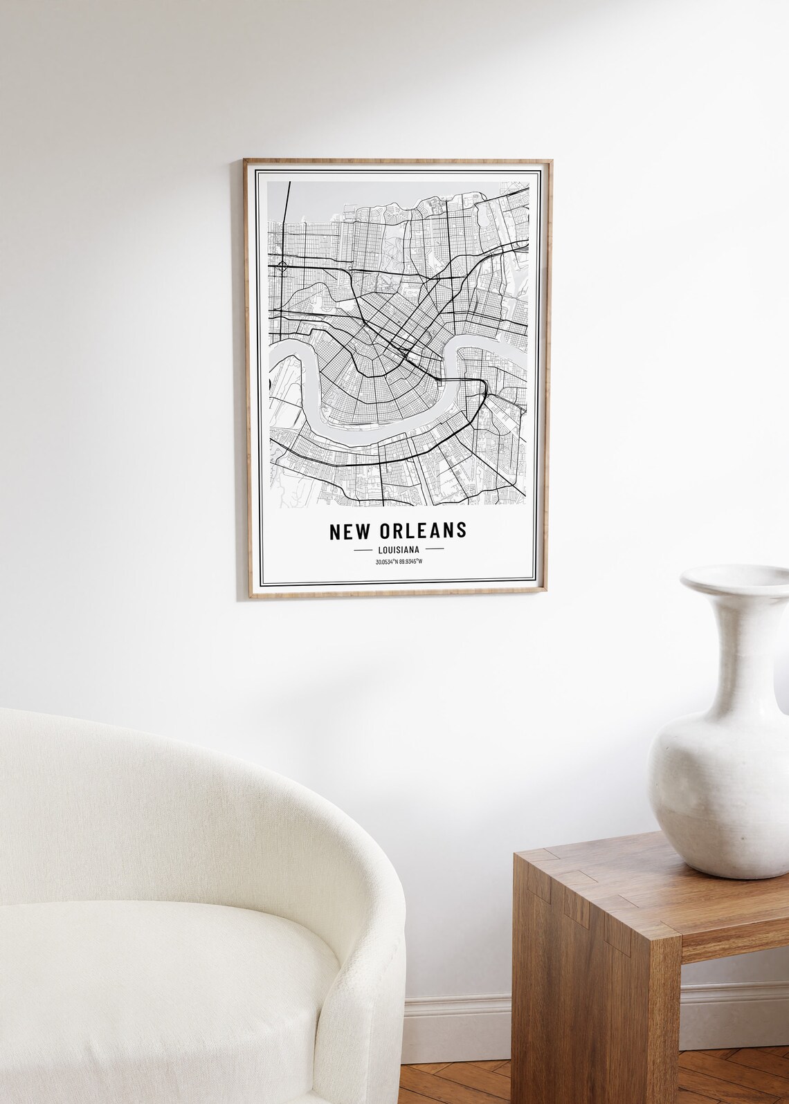 New Orleans Louisiana Street Map Black and White Minimalist City Poster - Image 5