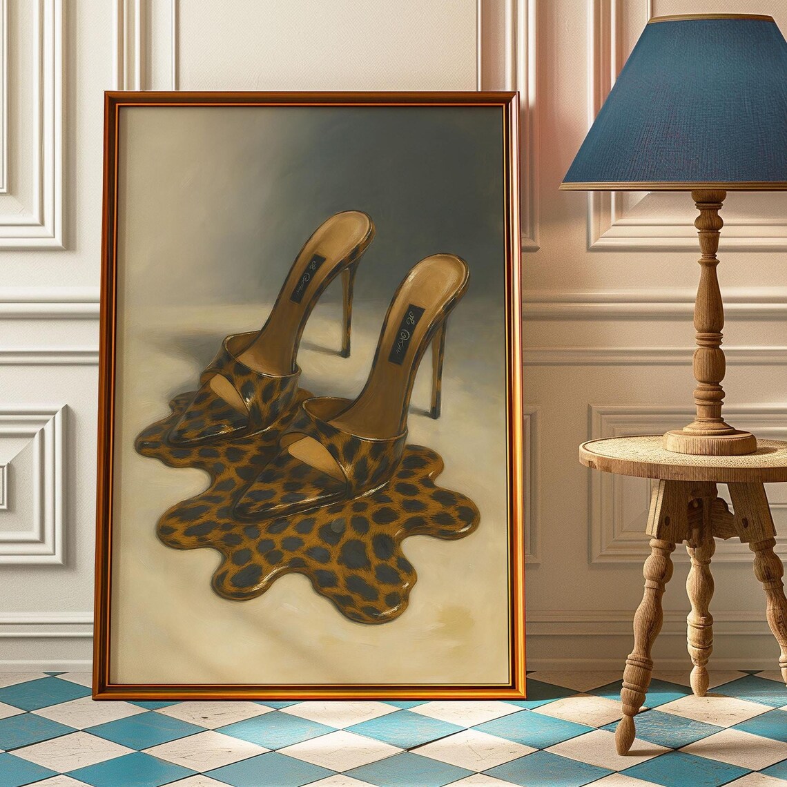 Leopard High Heel Retro Glam Fashion Art Print