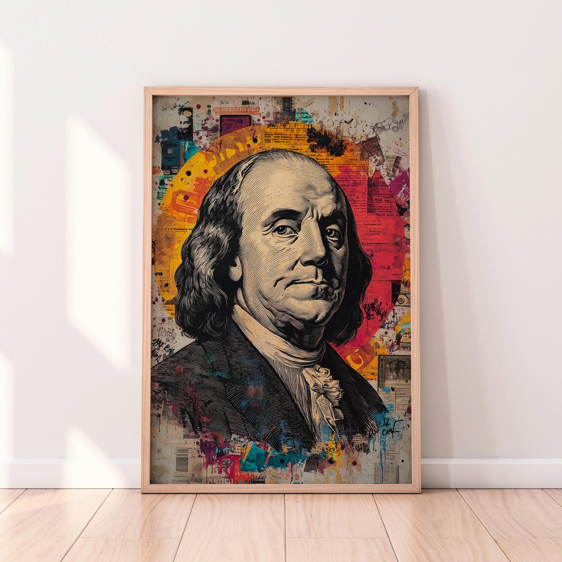 Benjamin Franklin Graffiti Pop Art, Vintage Office Print