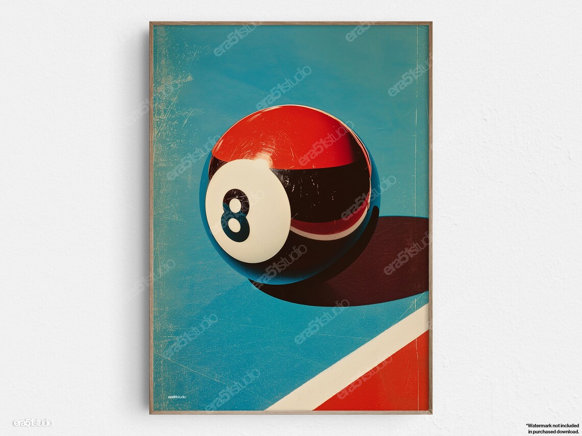 Vintage Billiards 8-Ball Mid-Century Modern Art Print