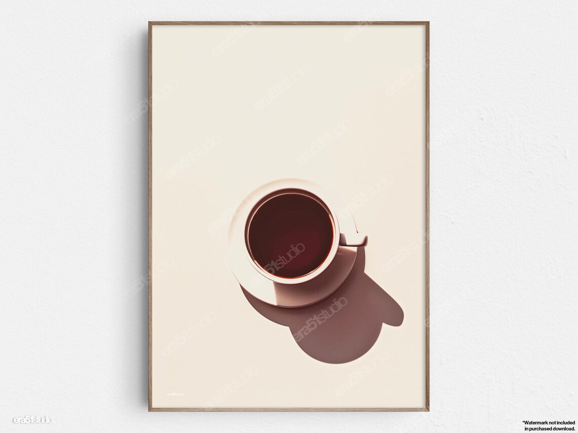Minimalist Coffee Cup Shadow Midcentury Art Print