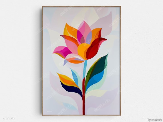 Modern Botanical Bloom Colorful Flower Abstract Botanical Art Poster