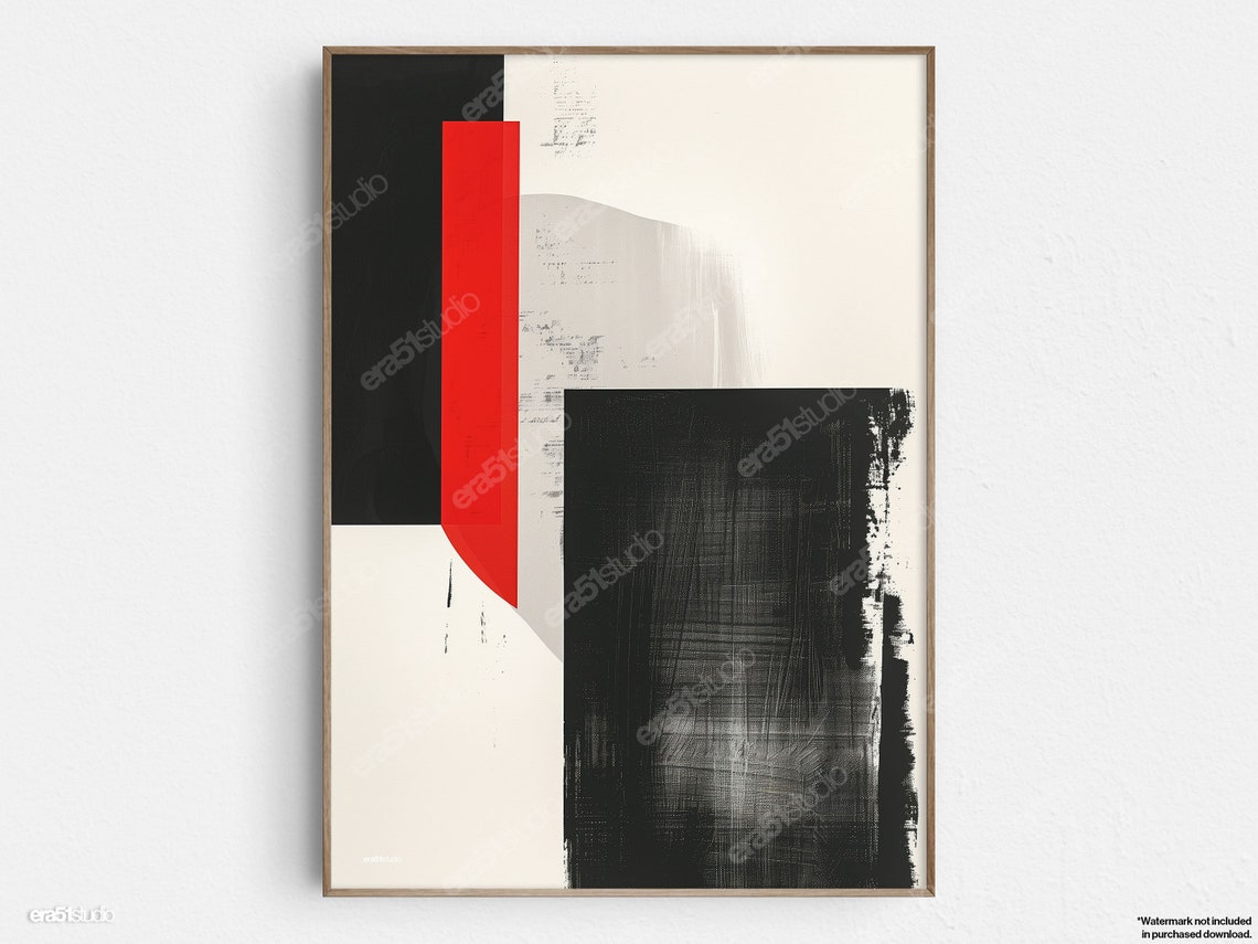 Abstract Intersection Of Form Painting Original Midcentury Modern Minimalist Wall Art