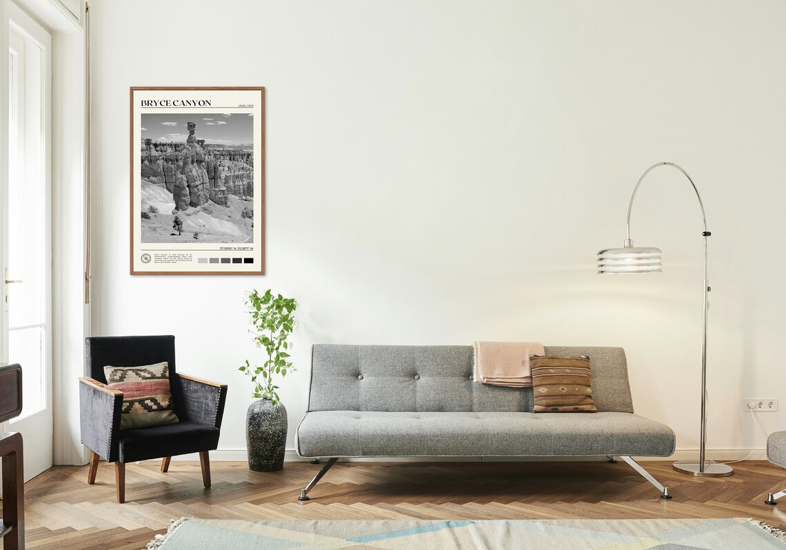 Bryce Canyon National Park Black and White Travel Poster - Image 3