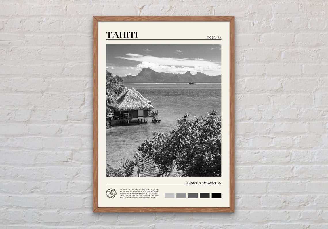 Black And White Tahiti Print Tahiti Art Tahiti Poster Tahiti Photo Tahiti Poster Print Tahiti Wall Decor Oceania Poster Print