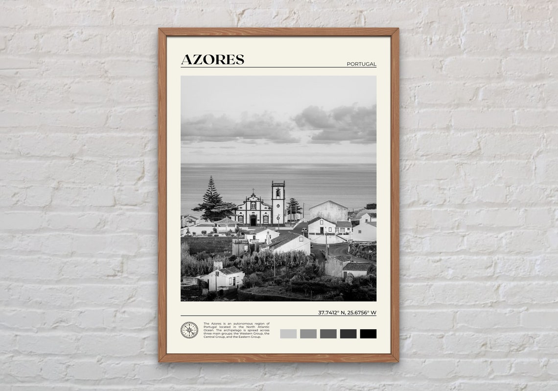 Black And White Azores Print Azores Wall Art Azores Poster Azores Photo Azores Poster Print Azores Wall Decor Portugal Poster Print
