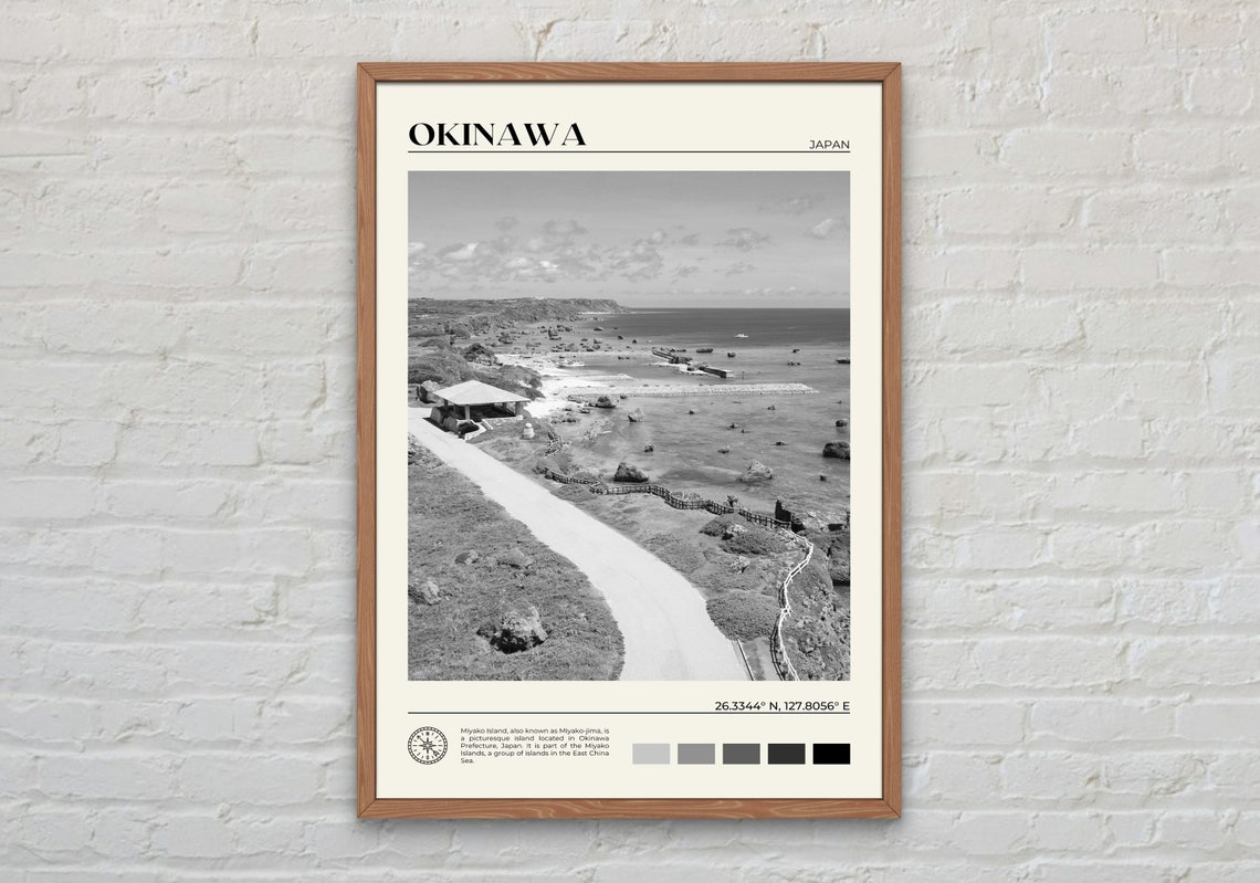 Black And White Okinawa Island Print Okinawa Wall Art Okinawa Poster Okinawa Photo Okinawa Poster Print Okinawa Wall Decor Japan