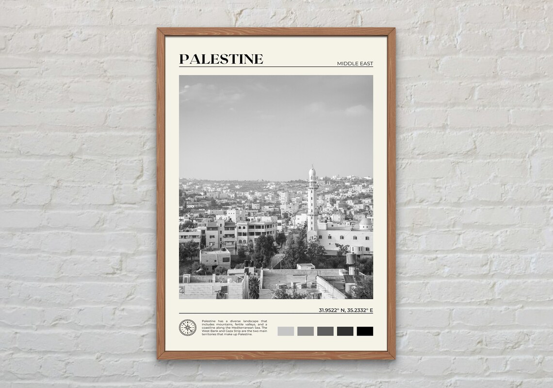 Palestine Black And White Wall Art Poster Print