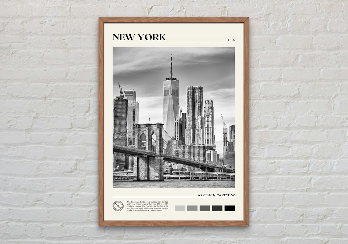 Black And White New York State Print New York Wall Art New York Poster New York Photo New York Poster Print New York Decor Usa