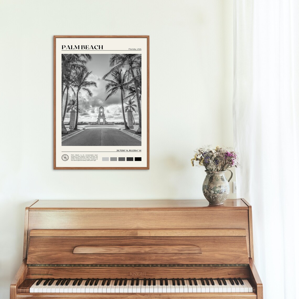 Black And White Palm Beach Travel Poster, Coastal Decor - Image 2