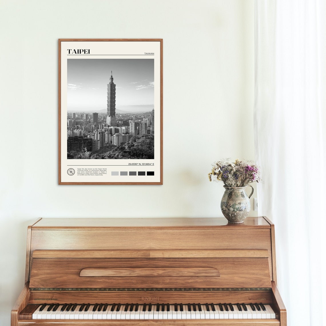 Black And White Taipei Print Taipei Wall Art Taipei Poster Taipei Photo Taipei Poster Print Taipei Wall Decor Taiwan Poster Print - Image 2