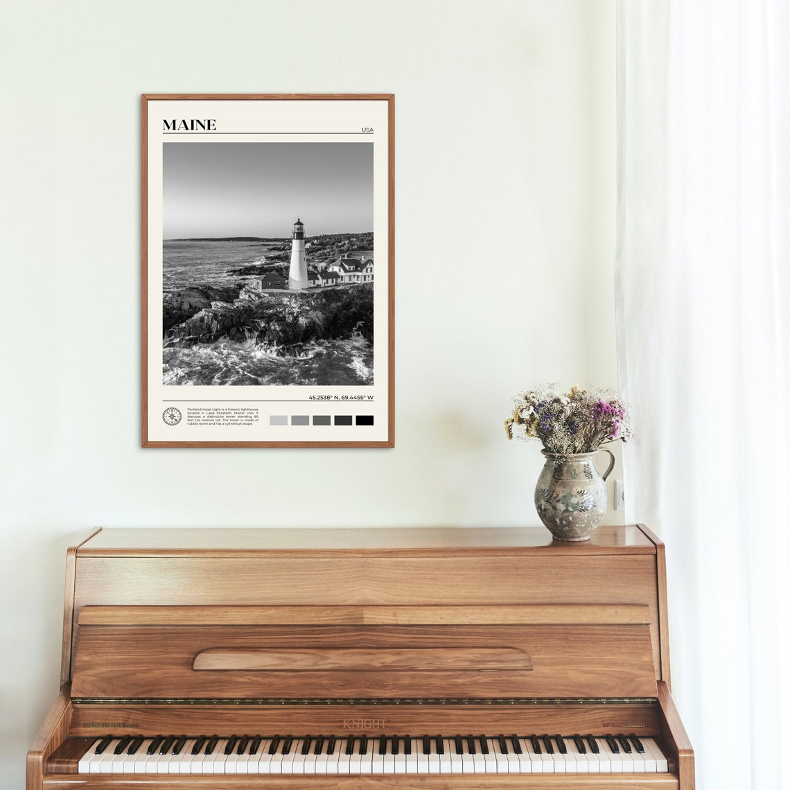 Black And White Maine Print Maine Wall Art Maine Poster Maine Photo Maine Poster Print Maine Wall Decor United States Poster Usa - Image 2