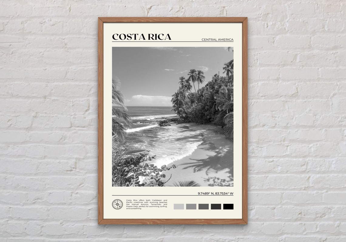 Black And White Costa Rica Print Costa Rica Wall Art Costa Rica Poster Costa Rica Photo Costa Rica Poster Print Costa Rica Decor